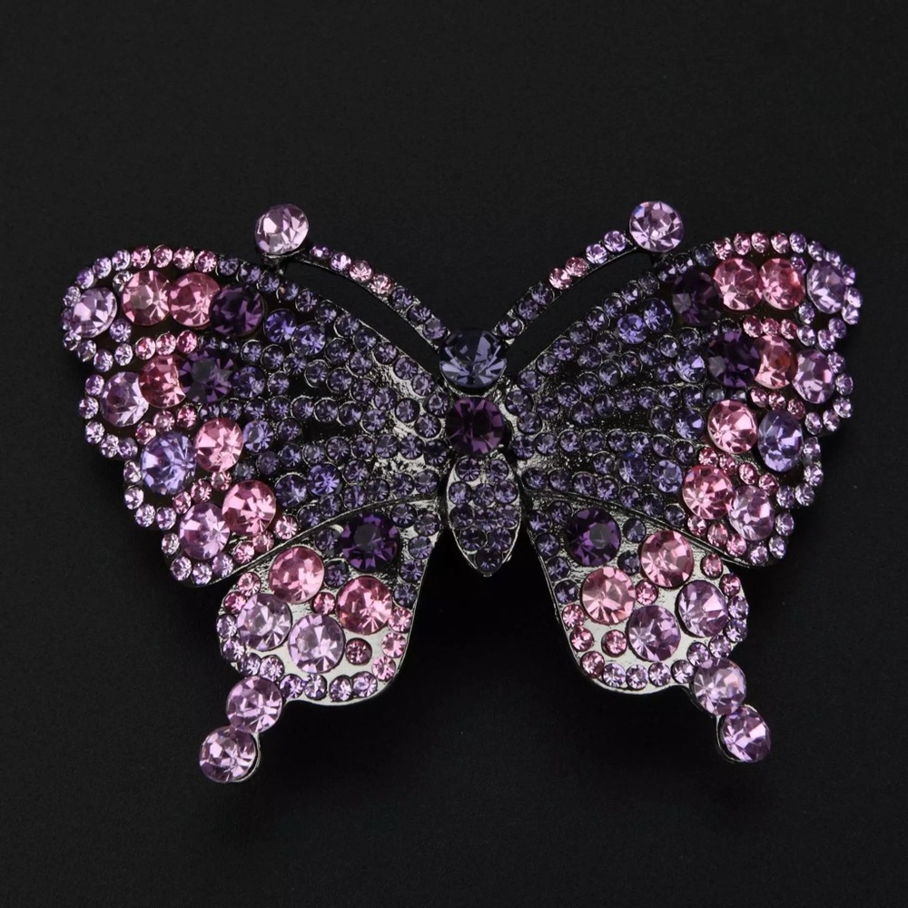 Elegant butterfly Swarovski Rhinestone hair barrette.NWT - Picture 3 of 5